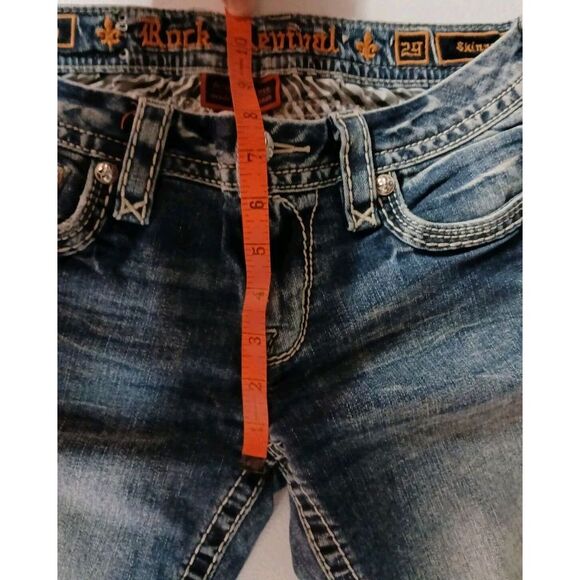 Rock Revival Blue Skinny Jeans with Embroidered Pockets - Picture 6 of 10